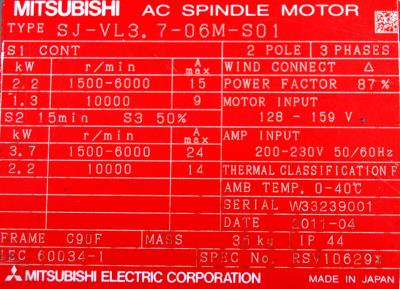 Mitsubishi SJ-VL3.7-06M-S01 label image
