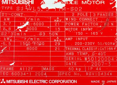 Mitsubishi SJ-VL5.5-11M-S02 label image