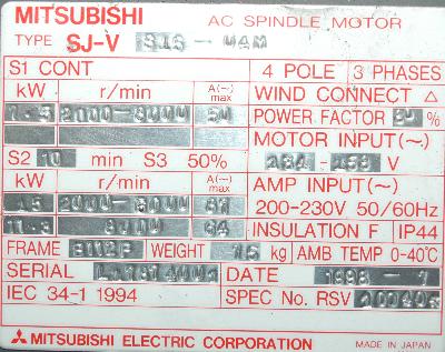 Mitsubishi SJ-VS15-04M label image