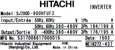 Hitachi, Ltd SJ700D-900HFUF3 label image
