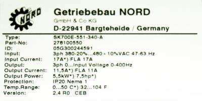 Nord SK700E-551-340-A label image