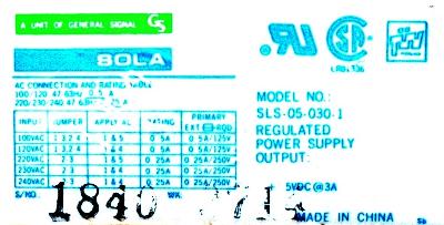 SOLA ELECTRIC SLS-05-030-1 label image
