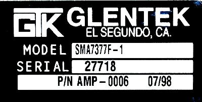 GLENTEK SMA7377F-1 label image