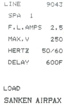 SANKEN ELECTRIC SPA1 label image