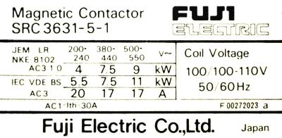 Fuji SRC3631-5-1-110V-2NC label image