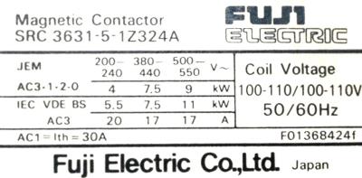 Fuji SRC3631-5-1Z324A-110V-1NC label image