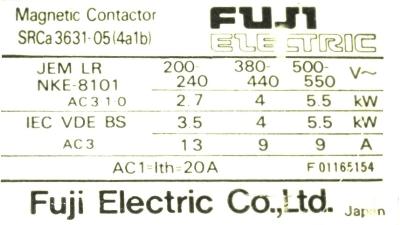 Fuji SRCA3631-05-4A1B-200V label image