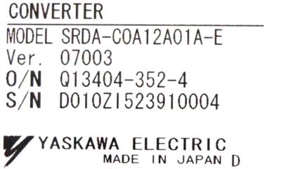 Yaskawa SRDA-C0A12A01A-E label image