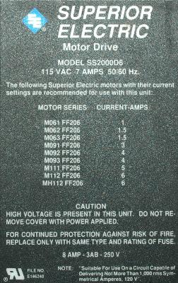 SUPERIOR ELECTRIC SS2000D6 label image