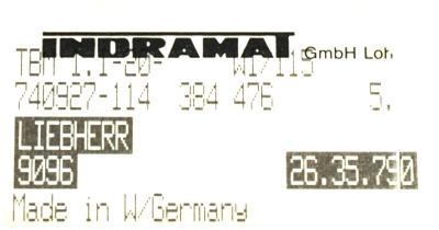 INDRAMAT TBM1.1-20-W1-115 label image