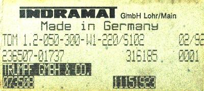 INDRAMAT TDM1.2-050-300-W1-220 label image