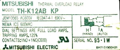 Mitsubishi TH-K12ABKP label image