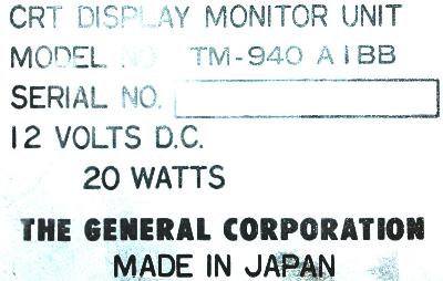 The General Corporation TM-940AIBB label image