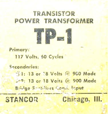 Stancor TP-1 label image