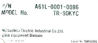 Matsushita TR-9DKYC label image