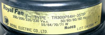 Royal Electric Co TR300P54H-35TP label image
