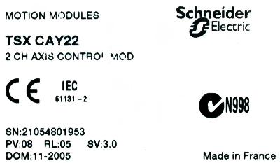 MODICON TSXCAY22 label image