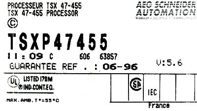 MODICON TSXP47455 label image