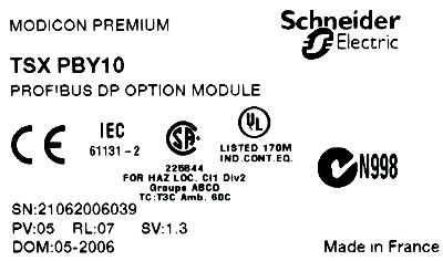 MODICON TSXPBY10 label image