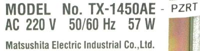 Matsushita TX-1450AE-PZRT label image