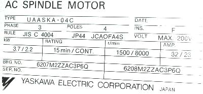 Yaskawa UAASKA-04C label image