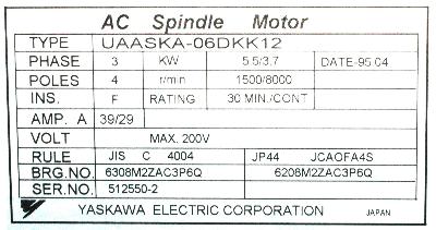 Yaskawa UAASKA-06DKK12 label image