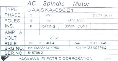 Yaskawa UAASKA-08CZ1 label image