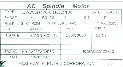 Yaskawa UAASKA-08CZ1X label image