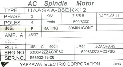 Yaskawa UAASKA-08DKK12 label image