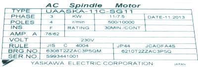 Yaskawa UAASKA-11CSG11 label image