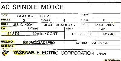 Yaskawa UAASKA-11CZ1 label image