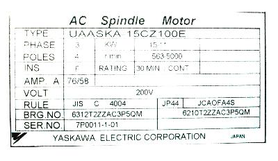 Yaskawa UAASKA-15CZ1OOE label image