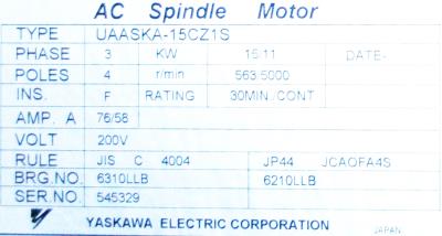Yaskawa UAASKA-15CZ1S label image