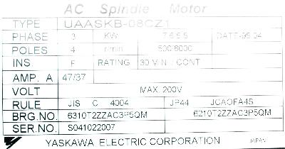 Yaskawa UAASKB-08CZ1 label image