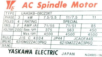 Yaskawa UAASKB-08CZ3XT label image