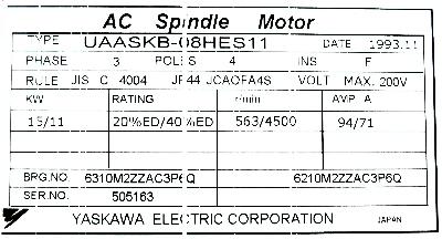 Yaskawa UAASKB-08HES11 label image