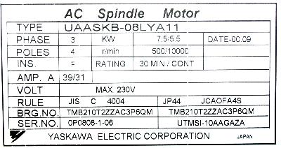 Yaskawa UAASKB-08LYA11 label image