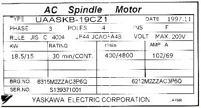 Yaskawa UAASKB-19CZ1 label image