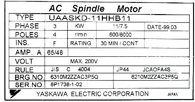 Yaskawa UAASKD-11HHB11 label image