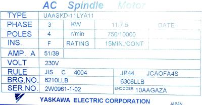 Yaskawa UAASKD-11LYA11 label image