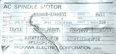 Yaskawa UAASKD-15HHB11 label image