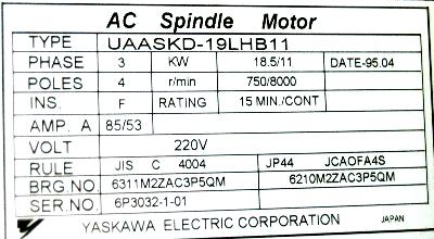 Yaskawa UAASKD-19LHB11 label image