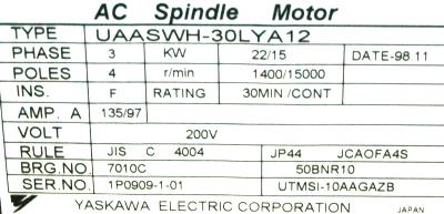 Yaskawa UAASWH-30LYA12 label image