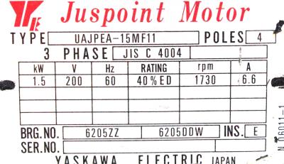 New Refurbished Exchange Repair  Yaskawa Motors-AC Turret UAJPEA-15MF11 Precision Zone