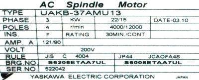 Yaskawa UAKB-37AMU13 label image