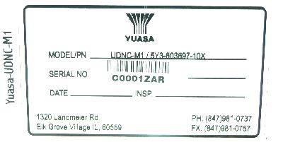 YUASA UDNC-M1 label image