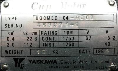 Yaskawa UGCMED-04-MC61 label image
