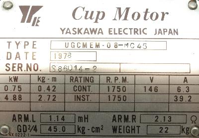 Yaskawa UGCMEM-08-MC45 label image