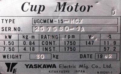 New Refurbished Exchange Repair  Yaskawa Motors-DC Servo UGCMEM-15-MCX Precision Zone