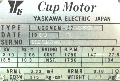Yaskawa UGCMEM-37-OK31 label image